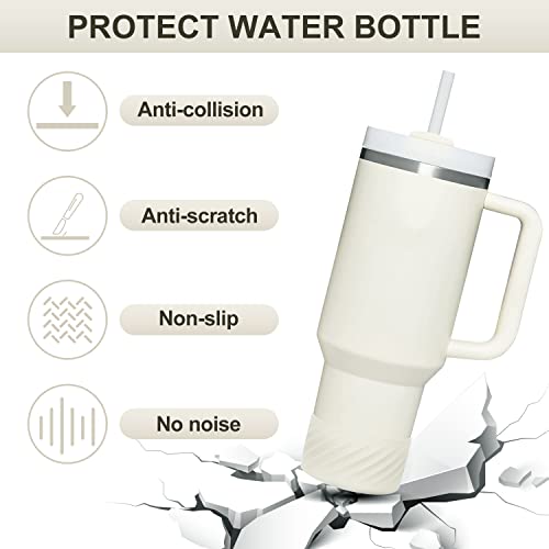 Affute Protective Silicone Boot for Stanley Quencher H2.0 40 oz & IceFlow Flip 20 oz 30 oz and hydroflask 12-24 oz, Anti-Slip Bottle Bottom Sleeve Cover (Cream)