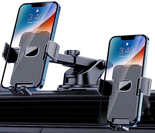 Phone Holder Car Mount for iPhone [Powerful Suction]Phone Mount for Car Dashboard Windshield Air Vent Universal Accessories [Thick Cases Friendly]Automobile Cell Phone Holder Fit for iPhone Smartphone