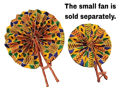 African Ankara Print Folding Fan - Large Handheld Fan for Church, Weddings, Decorative Wall, and More