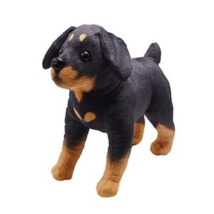 YONLIT Lifelike Rottweiler Dog Stuffed Animal Simulated Plush Puppy Toy Doll Super Realistic Black Dogs Act Like Real Excellent Gifts for Kids Birthday Party Dog Collection 12 Inches