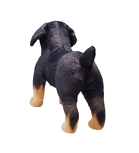 YONLIT Lifelike Rottweiler Dog Stuffed Animal Simulated Plush Puppy Toy Doll Super Realistic Black Dogs Act Like Real Excellent Gifts for Kids Birthday Party Dog Collection 12 Inches