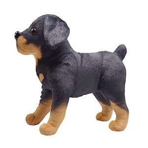 YONLIT Lifelike Rottweiler Dog Stuffed Animal Simulated Plush Puppy Toy Doll Super Realistic Black Dogs Act Like Real Excellent Gifts for Kids Birthday Party Dog Collection 12 Inches