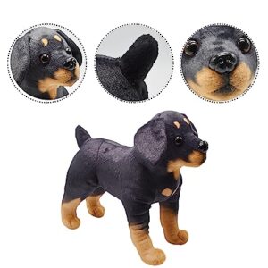 YONLIT Lifelike Rottweiler Dog Stuffed Animal Simulated Plush Puppy Toy Doll Super Realistic Black Dogs Act Like Real Excellent Gifts for Kids Birthday Party Dog Collection 12 Inches