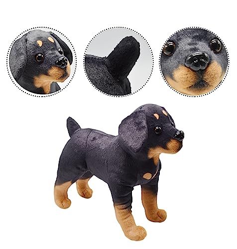 YONLIT Lifelike Rottweiler Dog Stuffed Animal Simulated Plush Puppy Toy Doll Super Realistic Black Dogs Act Like Real Excellent Gifts for Kids Birthday Party Dog Collection 12 Inches