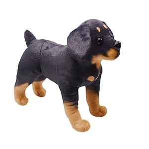 YONLIT Lifelike Rottweiler Dog Stuffed Animal Simulated Plush Puppy Toy Doll Super Realistic Black Dogs Act Like Real Excellent Gifts for Kids Birthday Party Dog Collection 12 Inches