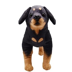 YONLIT Lifelike Rottweiler Dog Stuffed Animal Simulated Plush Puppy Toy Doll Super Realistic Black Dogs Act Like Real Excellent Gifts for Kids Birthday Party Dog Collection 12 Inches