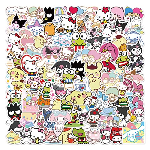 Cute Stickers Kawaii Stickers for Kids, 100PCS Anime Stickers Pack, Dovipta Vinyl Waterproof Stickers for Water Bottles Laptop Skateboard Guitar Decals, Gift for Teens, Adults, Party Supplies (San 100)