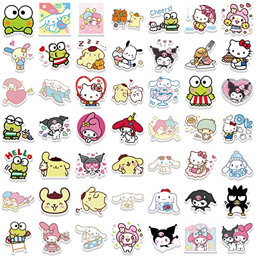 Cute Stickers Kawaii Stickers for Kids, 100PCS Anime Stickers Pack, Dovipta Vinyl Waterproof Stickers for Water Bottles Laptop Skateboard Guitar Decals, Gift for Teens, Adults, Party Supplies (San 100)