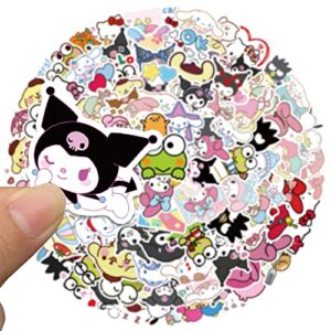 Cute Stickers Kawaii Stickers for Kids, 100PCS Anime Stickers Pack, Dovipta Vinyl Waterproof Stickers for Water Bottles Laptop Skateboard Guitar Decals, Gift for Teens, Adults, Party Supplies (San 100)