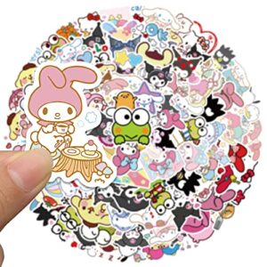 Cute Stickers Kawaii Stickers for Kids, 100PCS Anime Stickers Pack, Dovipta Vinyl Waterproof Stickers for Water Bottles Laptop Skateboard Guitar Decals, Gift for Teens, Adults, Party Supplies (San 100)