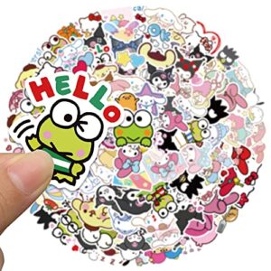 Cute Stickers Kawaii Stickers for Kids, 100PCS Anime Stickers Pack, Dovipta Vinyl Waterproof Stickers for Water Bottles Laptop Skateboard Guitar Decals, Gift for Teens, Adults, Party Supplies (San 100)