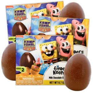 spongebob squarepants finders keepers, kamp koral collectible character and chocolate eggs, (pack of 3)