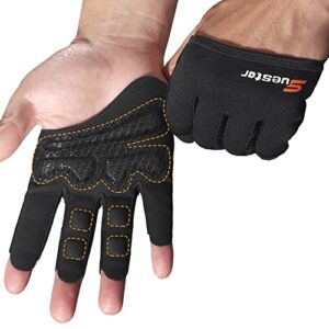 SueStar Partial Weight Lifting Gloves, 3/4 Finger Workout Gloves for Men Women, Full Palm Protection & Silicone Grip Gym Gloves for Weightlifting Exercise Fitness Smartwatch Friendly (Black, Small)