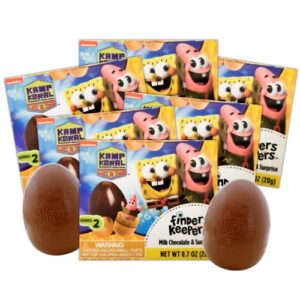 spongebob squarepants finders keepers, hollow chocolate egg with kamp koral collectible characters inside, (pack of 6)
