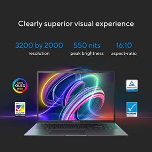 ASUS Vivobook 16X OLED Laptop, 16” 3.2K 120Hz Display, Intel Core i9-13900H CPU, NVIDIA Geforce RTX 4060 GPU, 32GB RAM, 1TB SSD, Windows 11 Home, Indie Black, K3605VU-ES94