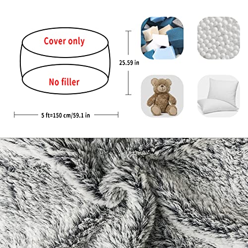 YudouTech Bean Bag Chair Cover(Cover Only,No Filler),Big Round Soft Fluffy PV Velvet Washable Bean Bag Lazy Sofa Bed Cover for Adults,Living Room Bedroom Furniture Outside Cover,5ft Dark Grey.