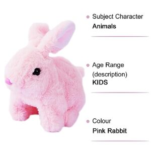 Hopping Bunny Toys for Kids Interactive Electronic Pet Plush with Sounds and Movements - Walking, Barking, Tail Wagging, Stretching Companion Animal Dog Toys Gifts for Girls Toddlers(Pink, 7in)