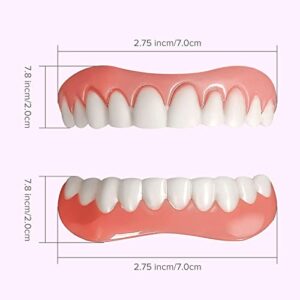 Fake Teeth, 2 PCS Veneers Dentures Socket for Women and Men, Dental Veneers for Temporary Tooth Repair Upper and Lower Jaw, Protect Your Teeth and Regain Confident Smile, Bright White-1-2