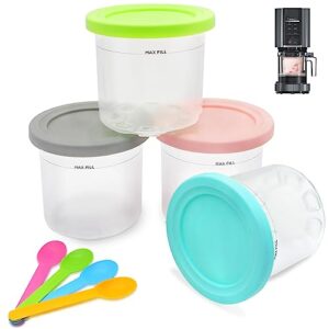terwok ice cream pints containers - 4 pack ice cream containers and lids replacement for ninja creami compatible with nc300,nc301,cn305a,cn301co(4)