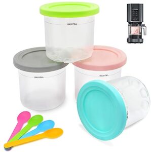 TERWOK Ice Cream Pints Containers - 4 Pack Ice Cream Containers and Lids Replacement for Ninja Creami Compatible with NC300,NC301,CN305A,CN301CO(4)