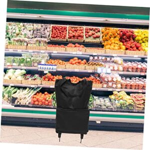 Toddmomy Trolley Bag with Wheel Trolley Tug Bag Folding Shopping Cart with Wheels Collapsible Wheelbarrow Foldable Shopping Cart with Wheels Camping Laundry Cart Bag Foldable Grocery Bag