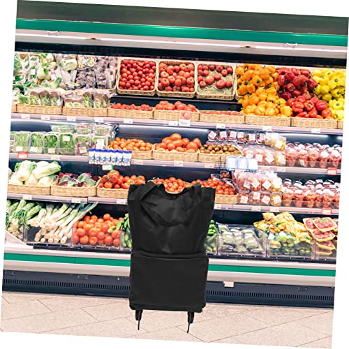 Toddmomy Trolley Bag with Wheel Trolley Tug Bag Folding Shopping Cart with Wheels Collapsible Wheelbarrow Foldable Shopping Cart with Wheels Camping Laundry Cart Bag Foldable Grocery Bag