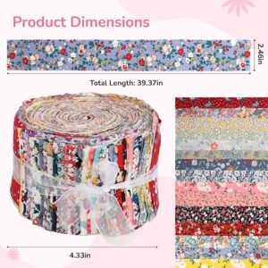 Floral Fabric Strips for Quilting 36PCS Fabric Jelly Rolls Pre-Cut 2.46-inch Jelly Roll Cotton Fabric Bundle Printed Floral Roll up Cotton Fabric Strips for Patchwork DIY Sewing Crafts