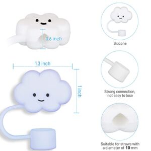 4 Pack Compatible with Stanley 30&40 Oz Tumbler, 10mm Cloud Shape Straw Covers Cap, Cute Silicone Cloud Straw Covers, Straw Protectors, Soft Silicone Cloud Shape Straw Lid for 10mm Straws