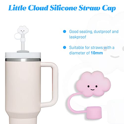 4 Pack Compatible with Stanley 30&40 Oz Tumbler, 10mm Cloud Shape Straw Covers Cap, Cute Silicone Cloud Straw Covers, Straw Protectors, Soft Silicone Cloud Shape Straw Lid for 10mm Straws