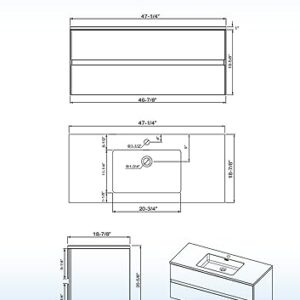 WOODBRIDGE CA48-CG-WH Vanity, 48", Grey with White Top