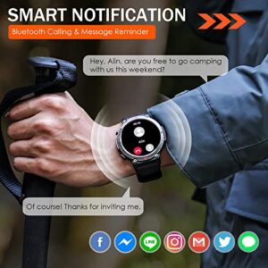 Military Smart Watch for Men with LED Flashlight 1.45” Rugged Waterproof Smart Watch with 100+ Sports Modes Fitness Tracker with Heart Rate Sleep Monitor Tactical Smartwatch for iPhone Samsung