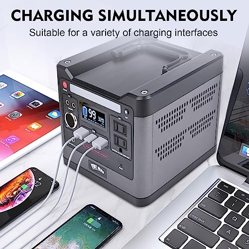 VOLT HERO Portable Power Station, 298wh Solar Generator with LiFePO4 Battery, 320W(Peak 640W) 8-Port Power Supply, 2 AC Outlets, 60W USB-C PD Output, LED light for Outdoor Camping/RVs