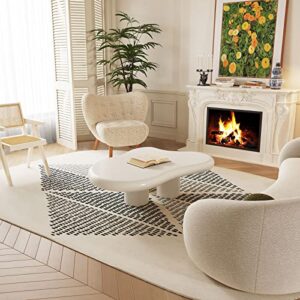 Guyii Cloud Coffee Table, Modern White Coffee Table for Living Room, Cute Irregular Indoor Tea Table with 3 Legs (White, 47.24 Inch)