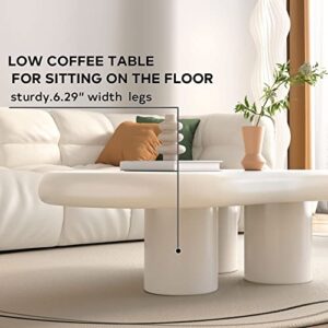 Guyii Cloud Coffee Table, Modern White Coffee Table for Living Room, Cute Irregular Indoor Tea Table with 3 Legs (White, 47.24 Inch)