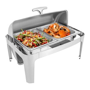 nenchengli stainless steel chafing dish buffet set food warming container, 9.54qt rectangle catering buffet chafing dish, stainless steel food insulation warmer parties buffet server pan warming tray