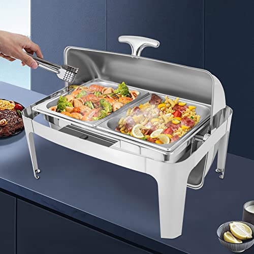 NeNchengLi Stainless Steel Chafing Dish Buffet Set Food Warming Container, 9.54QT Rectangle Catering Buffet Chafing Dish, Stainless Steel Food Insulation Warmer Parties Buffet Server Pan Warming Tray