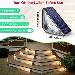 ASOMST Solar Step Lights 6 Packs, LED Deck Light Outdoor Waterproof IP67, Solar Powered Fence Lighting Warm White, Solar Stair Light Decorative for Garden Yard Patio Porch Front Door Pathway