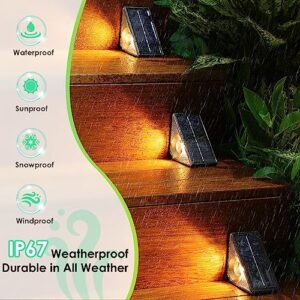 ASOMST Solar Step Lights 6 Packs, LED Deck Light Outdoor Waterproof IP67, Solar Powered Fence Lighting Warm White, Solar Stair Light Decorative for Garden Yard Patio Porch Front Door Pathway