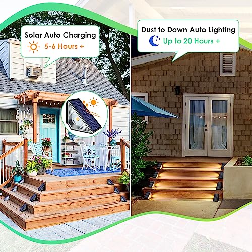 ASOMST Solar Step Lights 6 Packs, LED Deck Light Outdoor Waterproof IP67, Solar Powered Fence Lighting Warm White, Solar Stair Light Decorative for Garden Yard Patio Porch Front Door Pathway