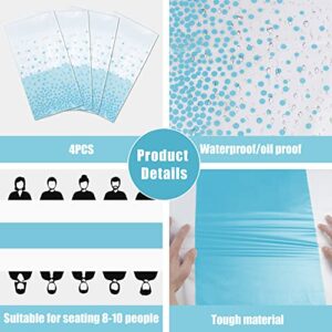 4 Pack Disposable Plastic Table Cloths for Parties,White and Light Blue Dot Plastic Tablecloth Disposable Rectangle Table Covers for Wedding Birthday Baby Shower First Communion Decorations 54" x 108"