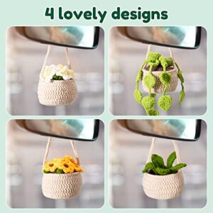 Karsspor Crochet Kit for Beginners - 4 PCS Hanging Potted Plants, Beginner Crochet Kit for Adults with Easy to Follow Tutorials, Complete Crochet Kit for Beginners Adults (Patent Product)