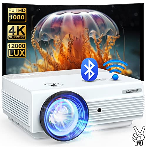 Projector with WiFi and Bluetooth,16000L Native 1080P Outdoor Video Projector with 120'' Screen, 4K & 300'' Display Support,Home Theater Movie Projector Compatible w/Phone/HDMI/USB/TV Stick/PS5