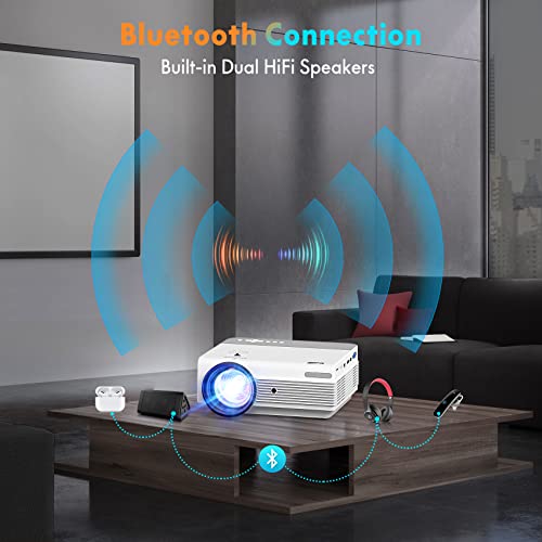 Projector with WiFi and Bluetooth,16000L Native 1080P Outdoor Video Projector with 120'' Screen, 4K & 300'' Display Support,Home Theater Movie Projector Compatible w/Phone/HDMI/USB/TV Stick/PS5