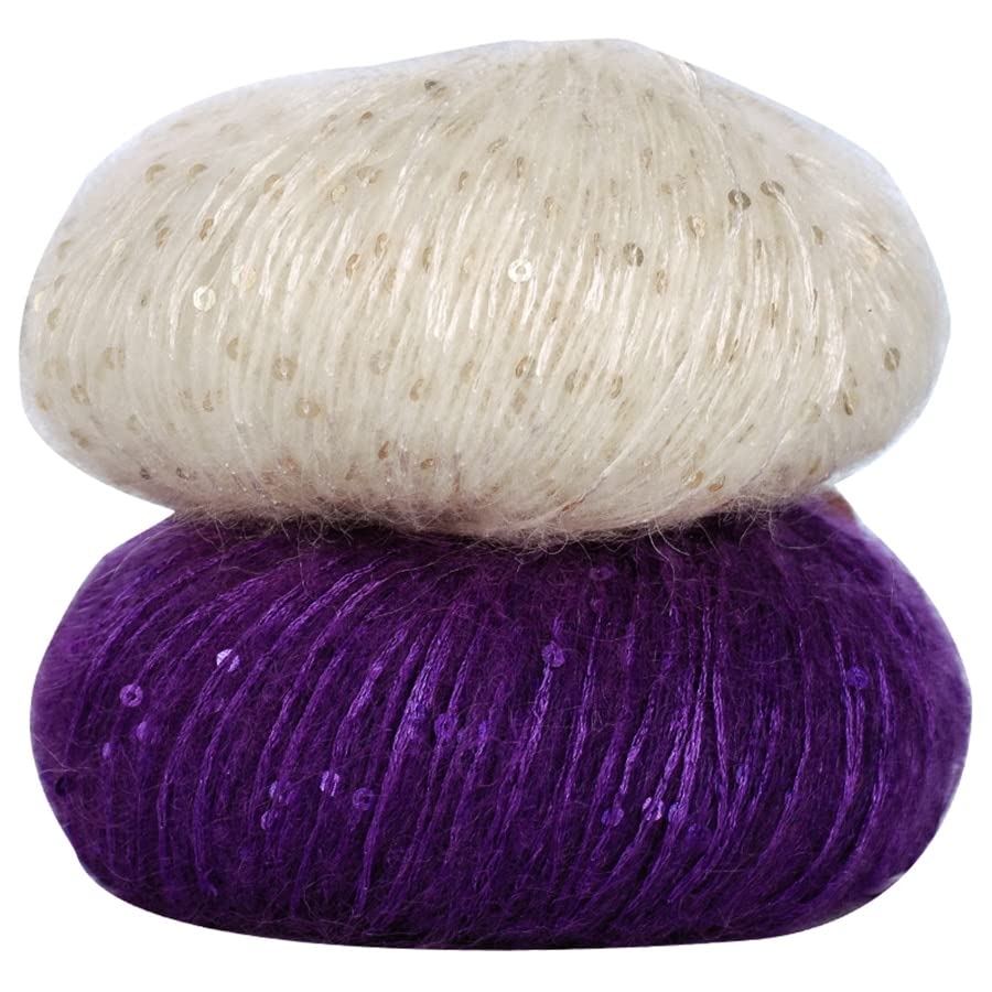 50g/Ball New Sequins Mohair Yarn Soft Knitting Yarn for Cloth Colorful Thin Crochet Yarn (Color : 33)