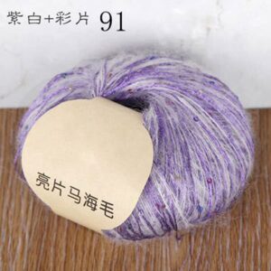 50g/Ball New Sequins Mohair Yarn Soft Knitting Yarn for Cloth Colorful Thin Crochet Yarn (Color : 33)