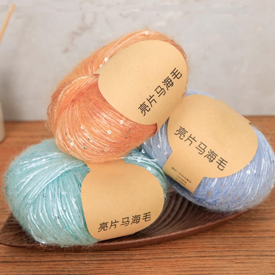 50g/Ball New Sequins Mohair Yarn Soft Knitting Yarn for Cloth Colorful Thin Crochet Yarn (Color : 33)