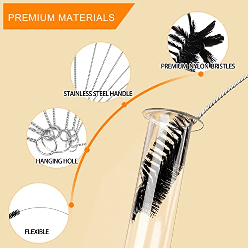 Bottle Cleaner Brush 10pcs,Straw Cleaner Brush Extra Long,Flexible Bottle Brush with Elbow Brush for Cleaning Straws,Cup Cover,Pipes,Keyboards and Hard to Reach Areas