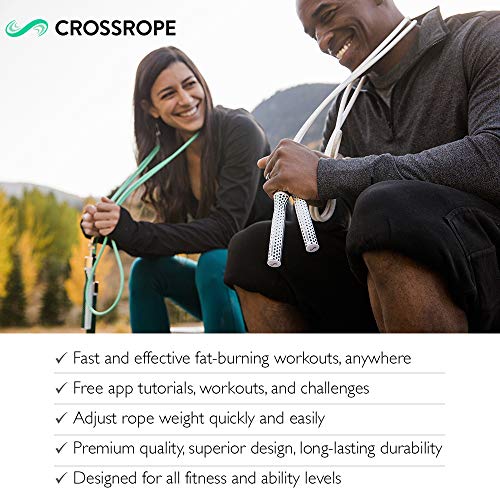 Crossrope Get Lean Set - Weighted Jump Rope- 1/4 LB and 1/2 LB Ropes - Slim Handles - Medium