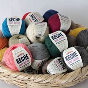 Keche Cotton Yarn, 60% Cotton 40% Acrylic Yarn, Soft Cotton Yarn for Crochet and Knitting, Amigurumi Yarn 1 Skein/Ball 1.76 Oz (50g) / 180 Yrds (165m) - Pink