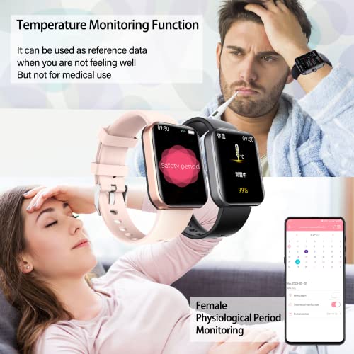 FILIEKEU 𝑯𝒆𝒂𝒓𝒕 𝑹𝒂𝒕𝒆 𝑺𝒎𝒂𝒓𝒕𝒘𝒂𝒕𝒄𝒉 Women F57L Blood Pressure Monitoring Temperature Sports Waterproof Smart Watch Ladies Fashion Pink Silicone Couple Watches Compatible with Android iOS